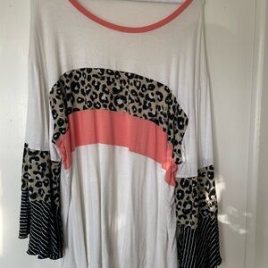 White top with wide long sleeves Back is white only